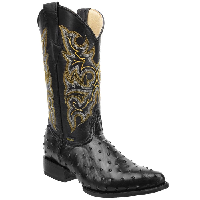 Men's Caiman Tail Print Leather J-Toe Boots Cognac