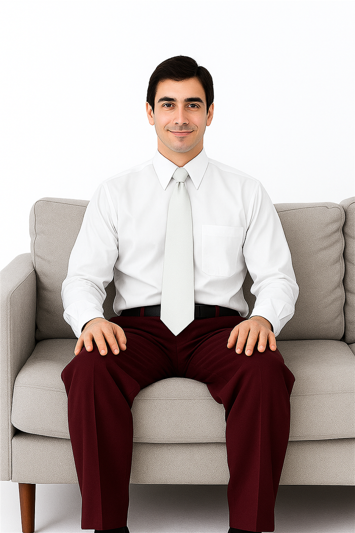 Mens Pant - Pleated Wide Leg - Burgundy