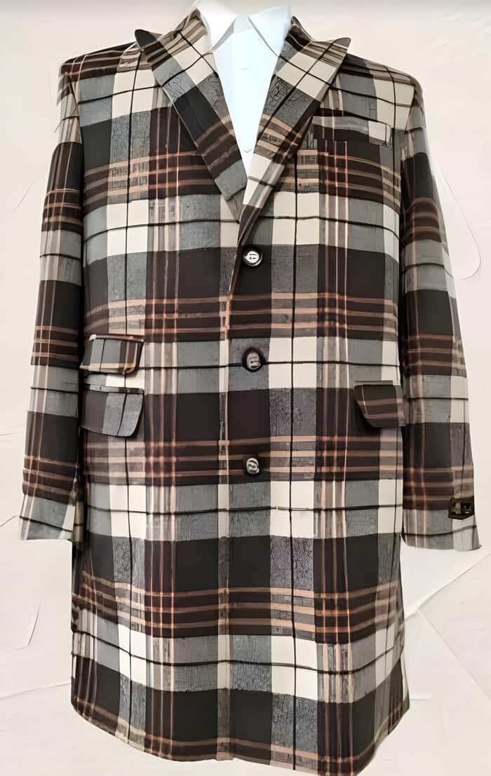 Men's Wool Plaid Peacoat by Mensitaly