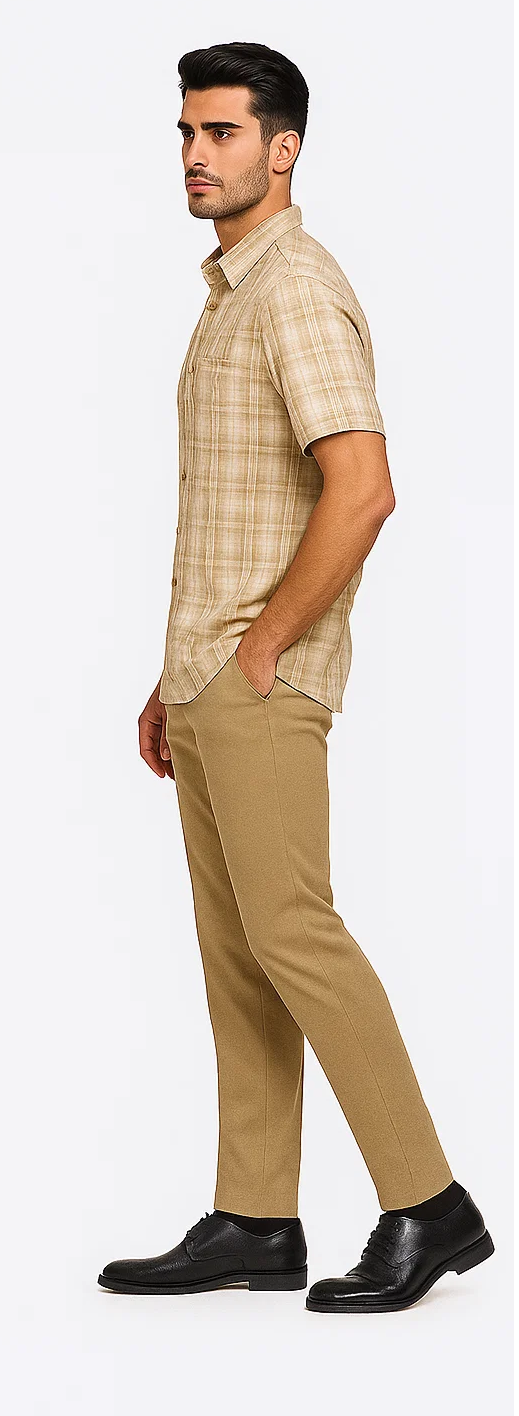 Plaid Tan Walking Suit by Dreams by Zacchi