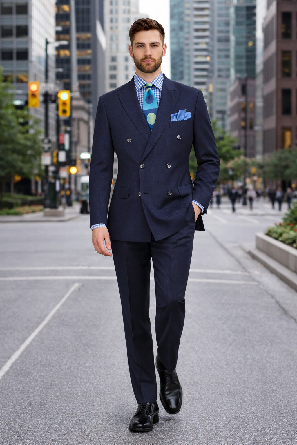 Apollo King Men's 2pc Double Breasted Outlet Suit Pleated Pants