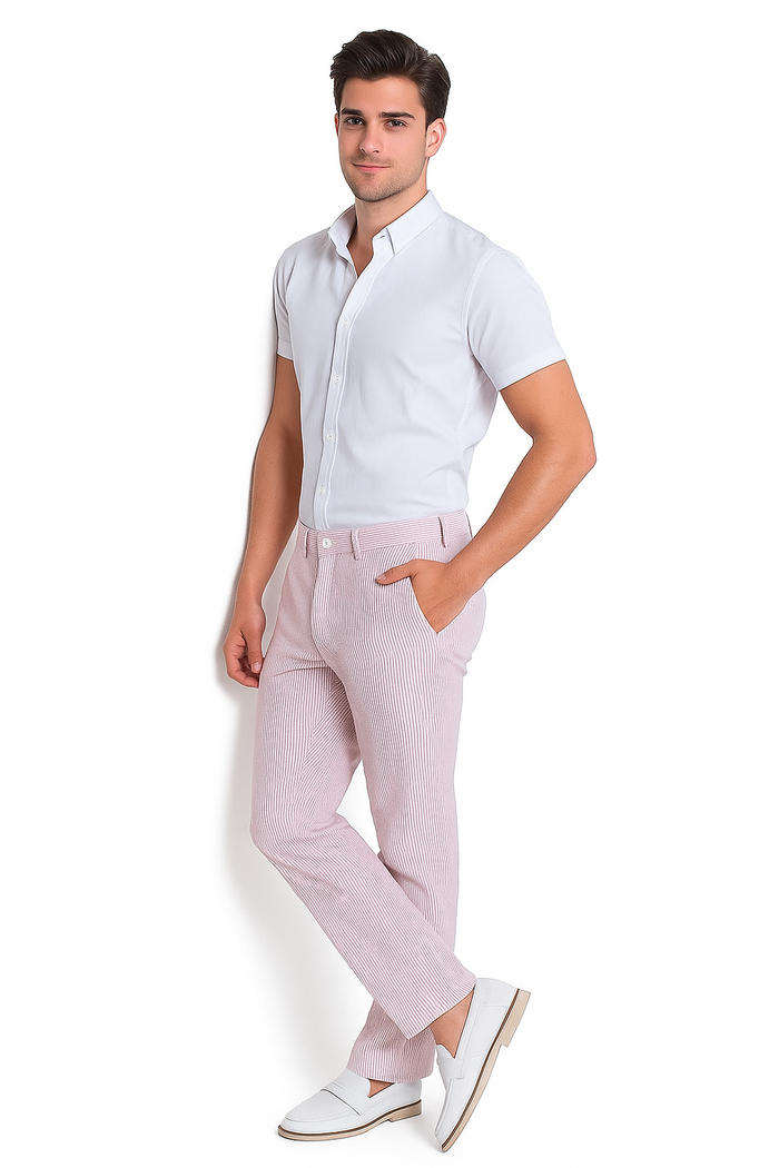 Men's Purple Lavender Seersucker Sear sucker suit dress pants