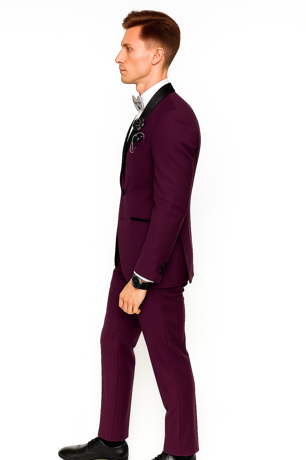 Men's Purple - Plum - Eggplant Jacket and Pants Two Button Shawl Lapel Tuxedo