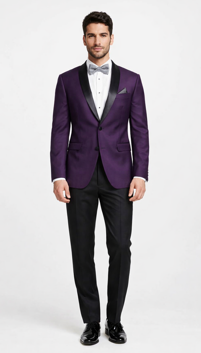 Mens Purple Tuxedo With Pants and Bowtie Package