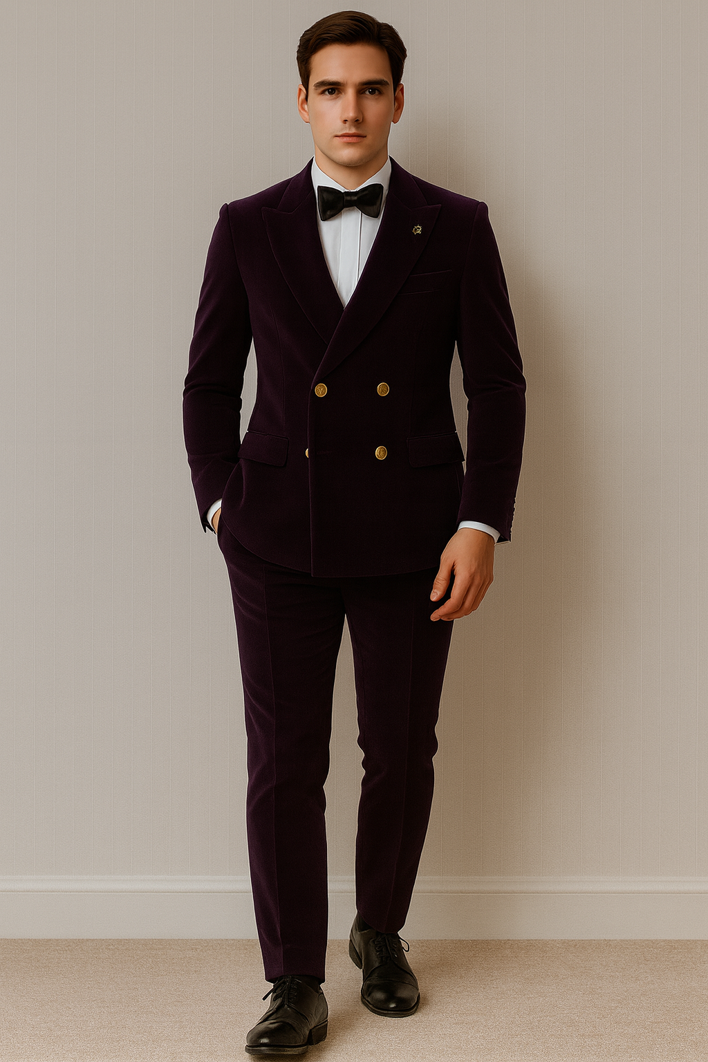 Mens Velvet Suit - Slim Fit Double Breasted Suit Blazer and Pants - Green