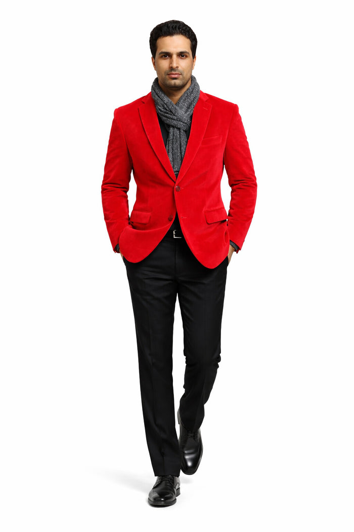 Men's 2 button Notch Collar Cheap Priced Designer Fashion Dress For Men On Sale Fully Lined Velvet ~ Velour Cheap Priced Men's blazer Jacket For Men Red