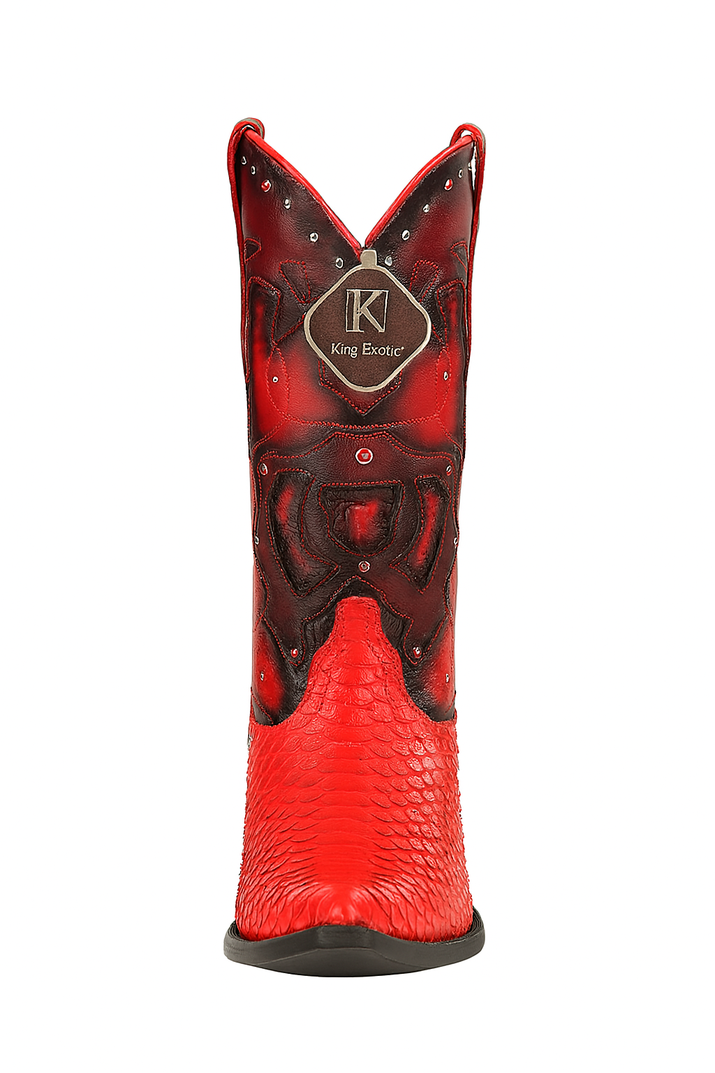 Men's King Exotic Python 3x Toe Boots Red