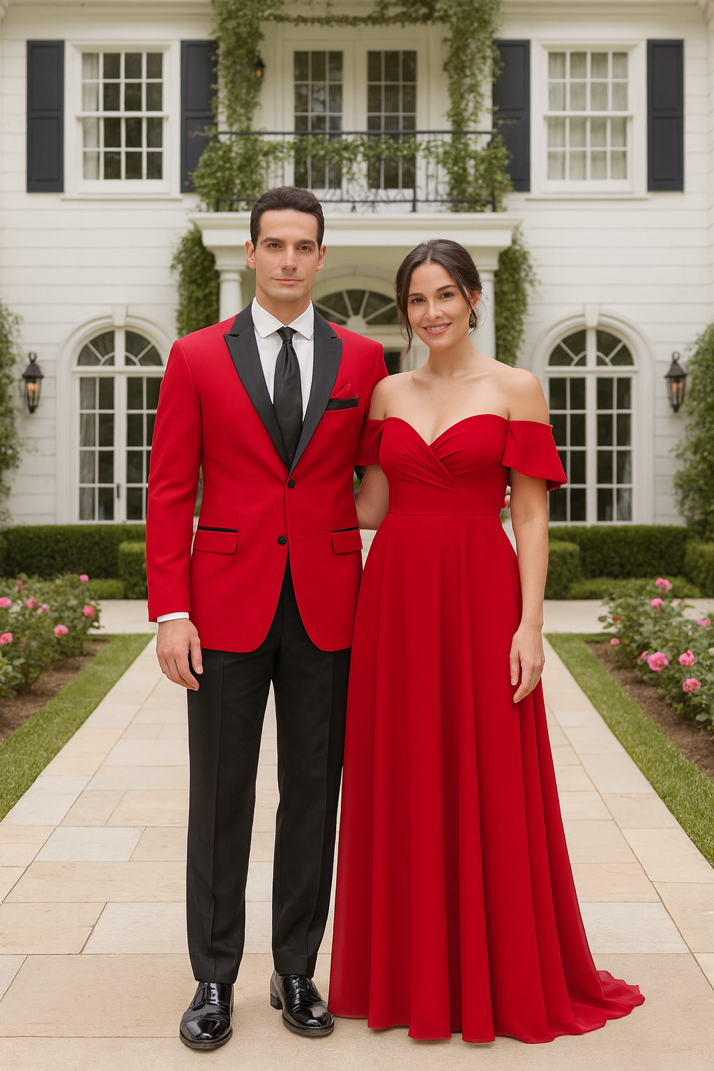 Mens Red Suit Fashion Tuxedo Jacket with Black & Black Trousers For Men