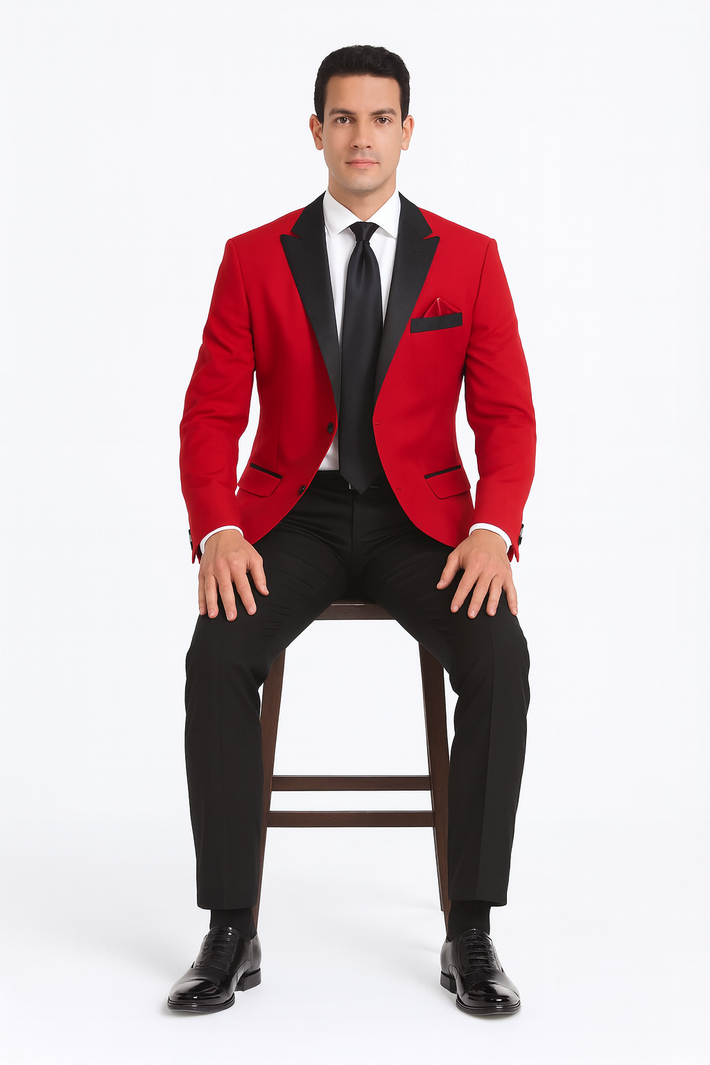 Mens Red Suit Fashion Tuxedo Jacket with Black & Black Trousers For Men