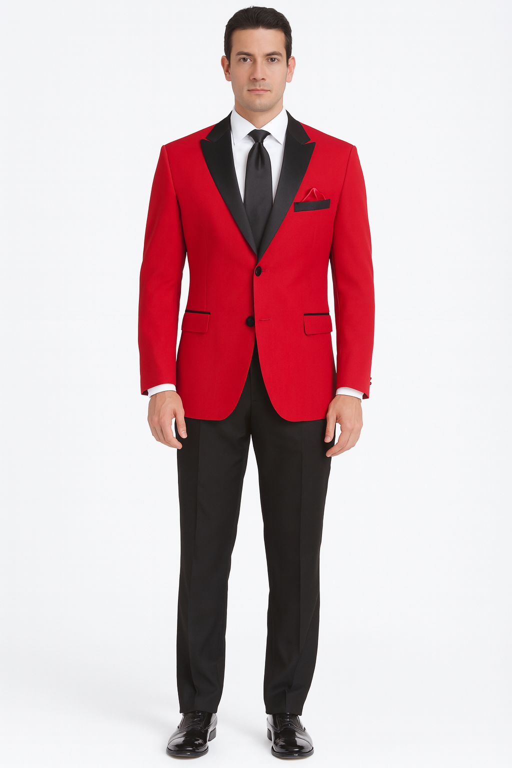 Mens Red Suit Fashion Tuxedo Jacket with Black & Black Trousers For Men