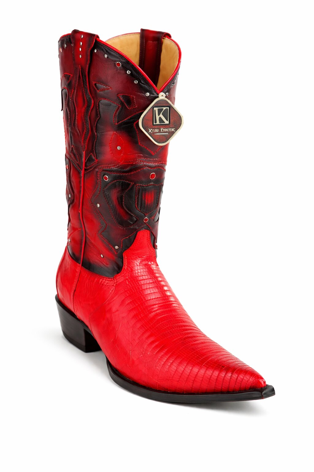 King Exotic Teju Lizard 3x Toe Red Boots