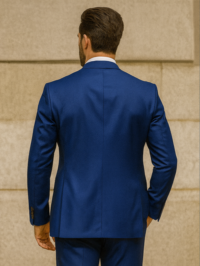 Men’s Royal Blue 3-Piece Suit with Vest and Chain