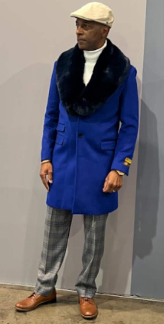 Men's Royal Blue Overcoat by Alligatorwarehouse