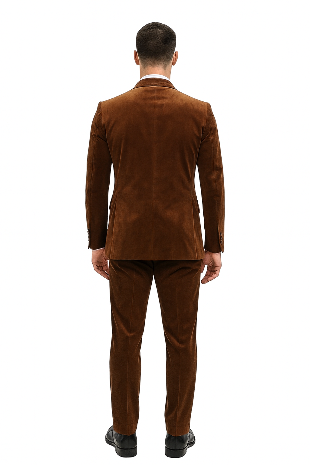 Brown Velvet Slim Fit Blazer and Pants Set