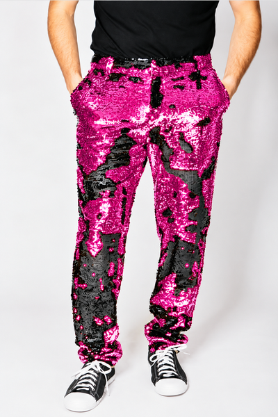 Hot Pink Men's Sequin Party Trousers