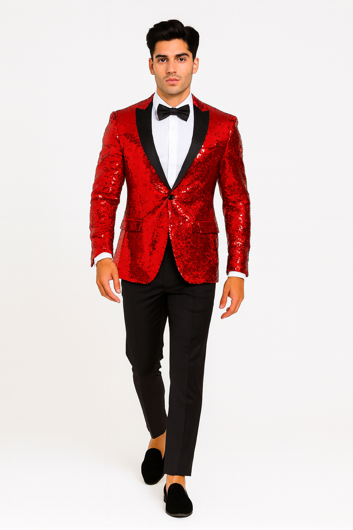Mens Sequin Suit With Black Pants and Matching Bowtie