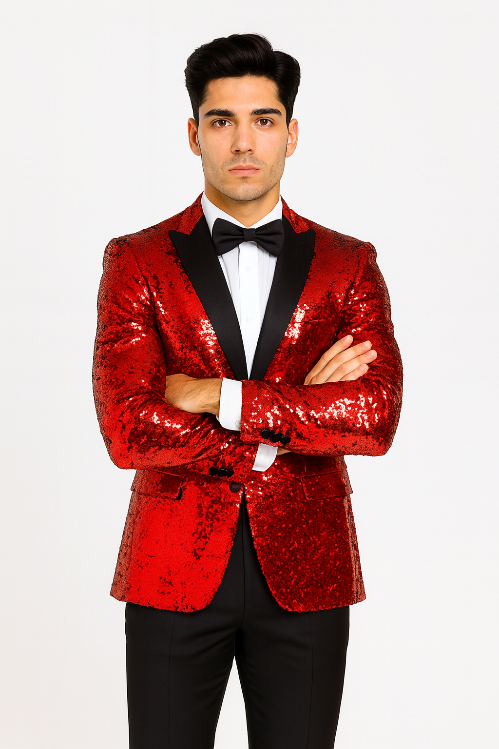 Mens Sequin Suit With Black Pants and Matching Bowtie