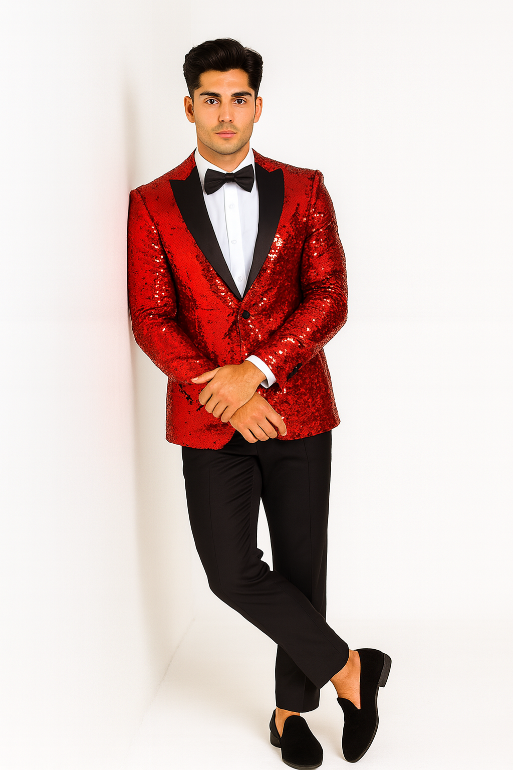 Mens Sequin Suit With Black Pants and Matching Bowtie