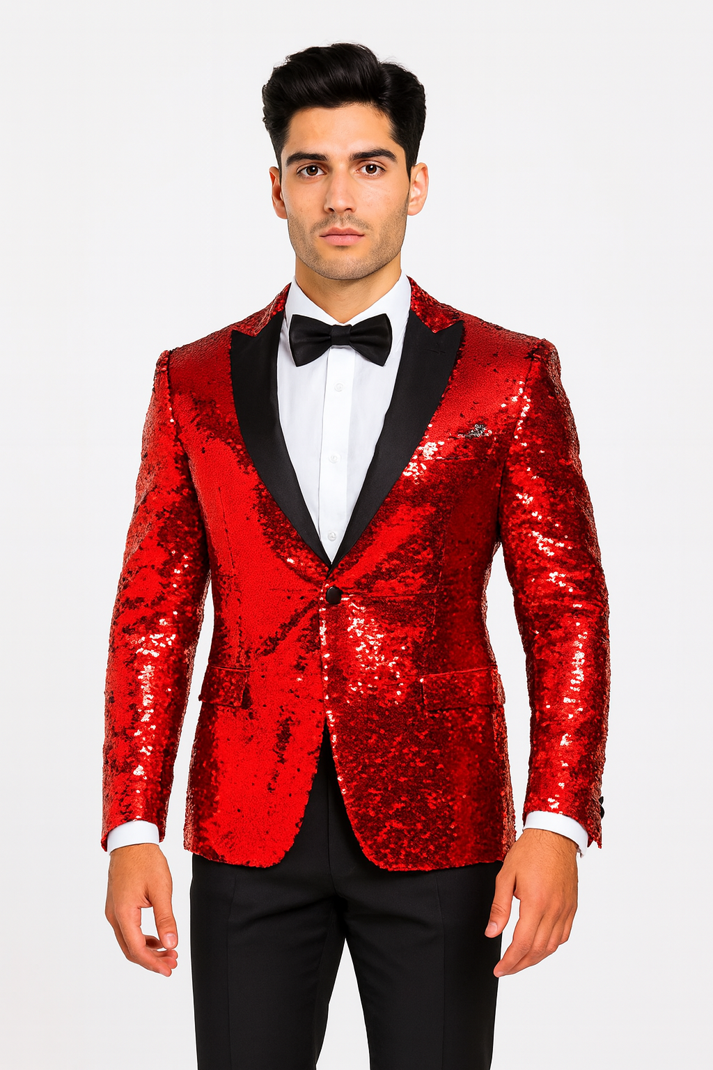 Mens Sequin Suit With Black Pants and Matching Bowtie