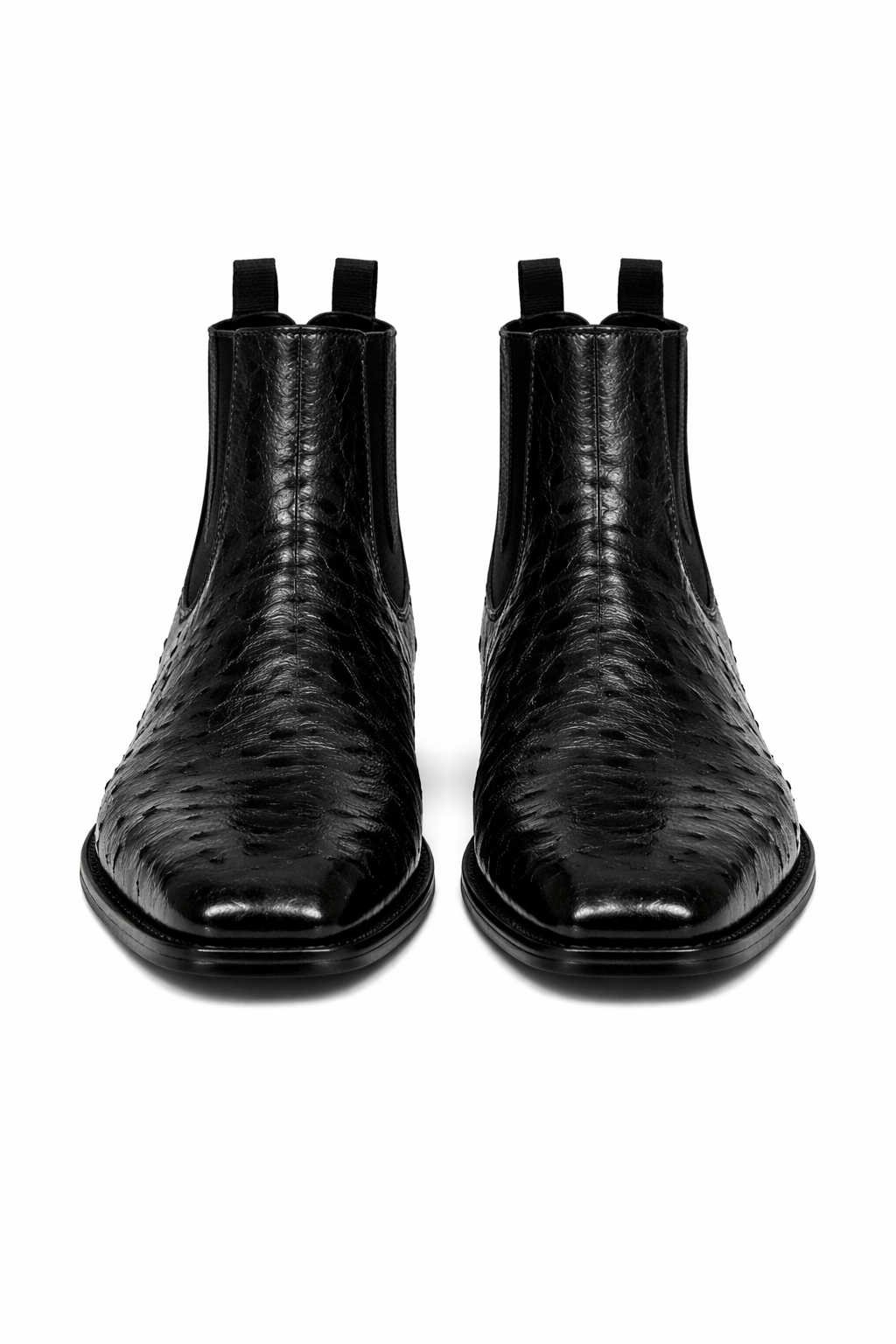 Men's Short Boots Men's Black Full Quill Ostrich Dressy Boot Ankle Dress Style For Man