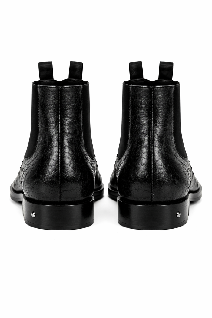 Men's Short Boots Men's Black Full Quill Ostrich Dressy Boot Ankle Dress Style For Man