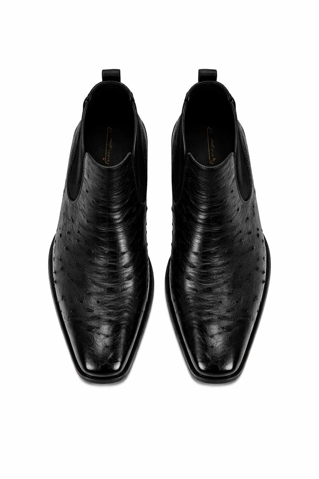 Men's Short Boots Men's Black Full Quill Ostrich Dressy Boot Ankle Dress Style For Man