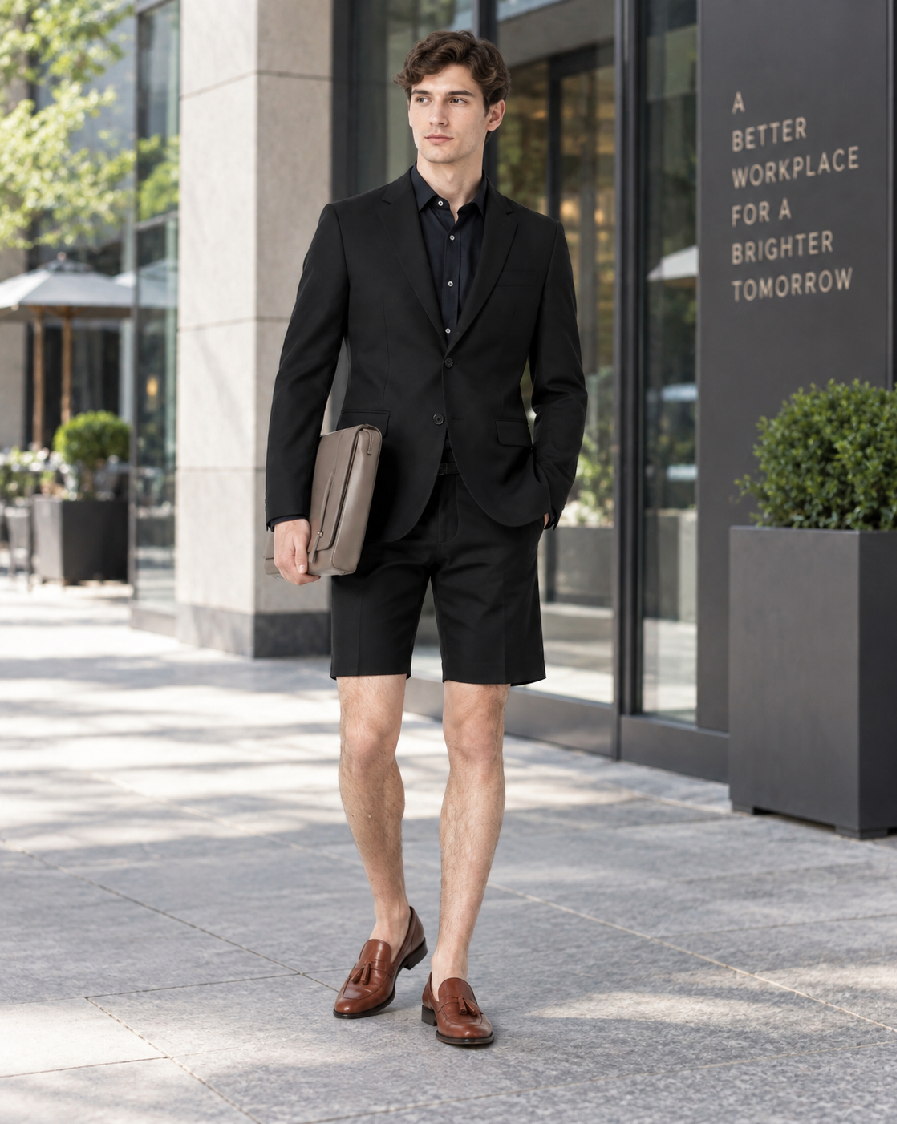 Mens Short Pants Suit Set Mens Suit For Men Jet Black