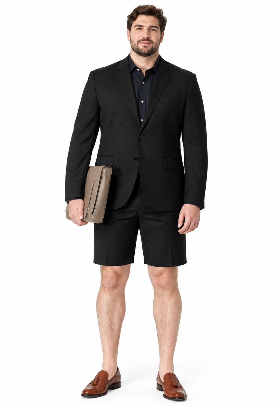 Mens Short Pants Suit Set Mens Suit For Men Jet Black