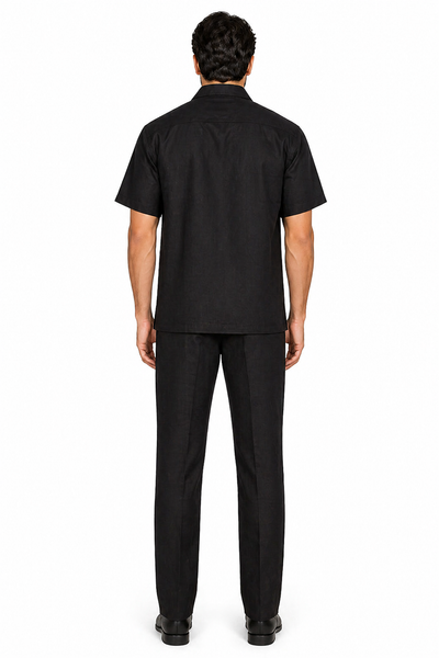 Linen Men's Black Walking Suit by Milano Moda