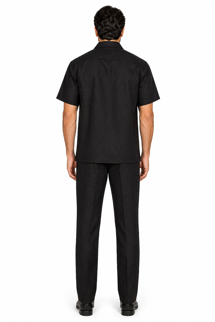 Linen Men's Black Walking Suit by Milano Moda