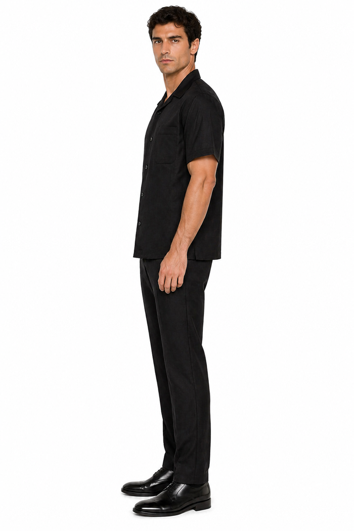 Linen Men's Black Walking Suit by Milano Moda