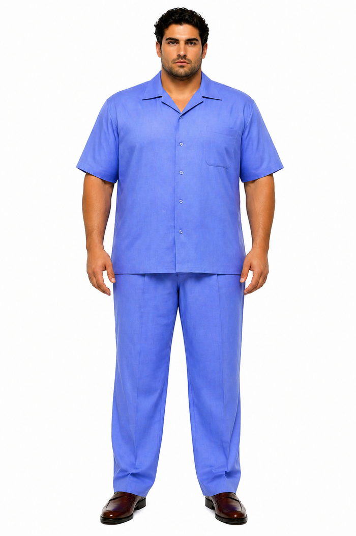 Mens Linen Short Sleeve Leisure Walking Suit