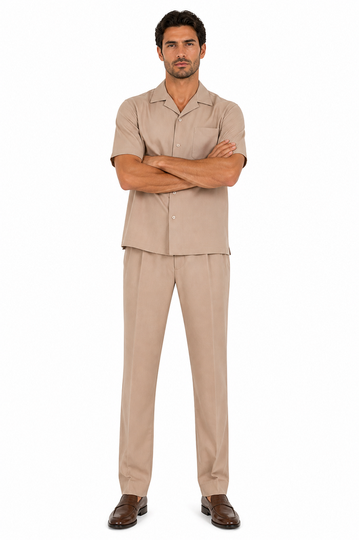 Linen Short Sleeve Walking Suit for Men