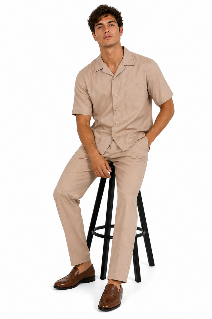 Linen Short Sleeve Walking Suit for Men