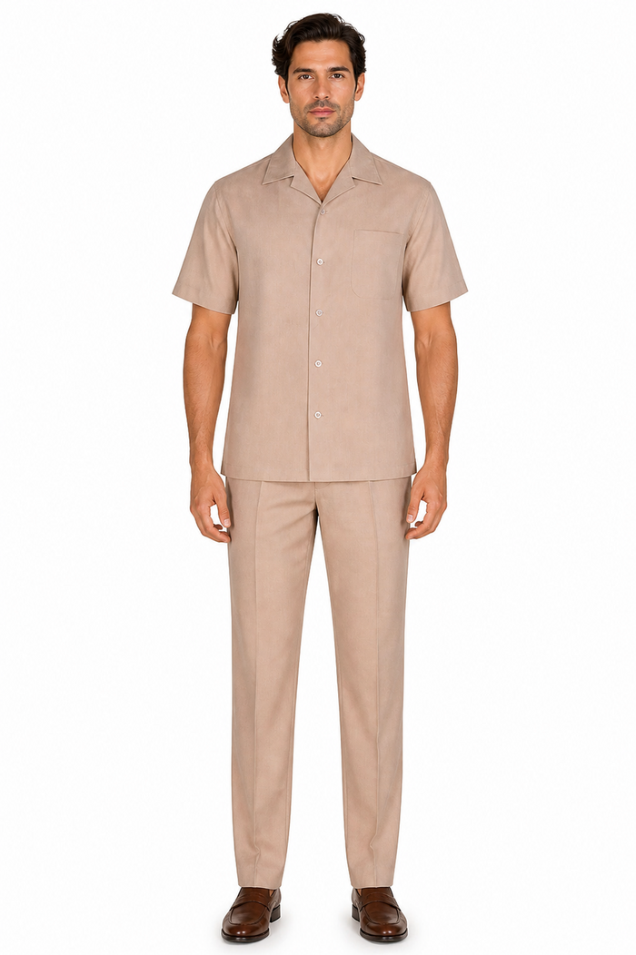 Linen Short Sleeve Walking Suit for Men