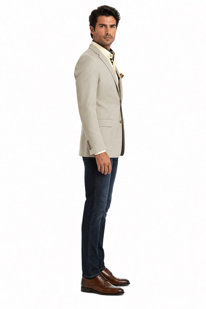 Men's Single-Breasted Blazer - Natural