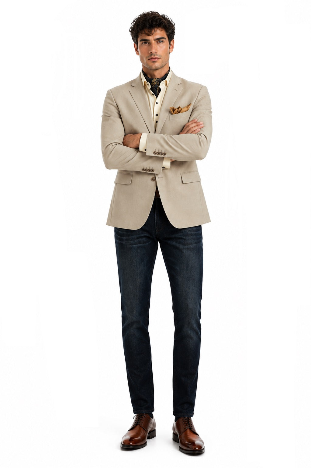 Men's Single-Breasted Blazer - Natural