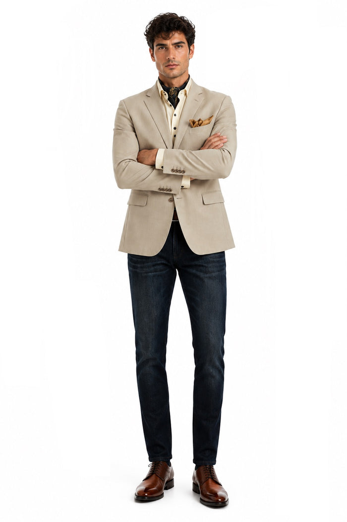 Men's Single-Breasted Blazer - Natural