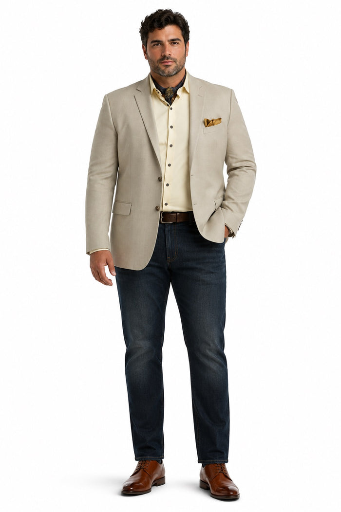 Men's Single-Breasted Blazer - Natural