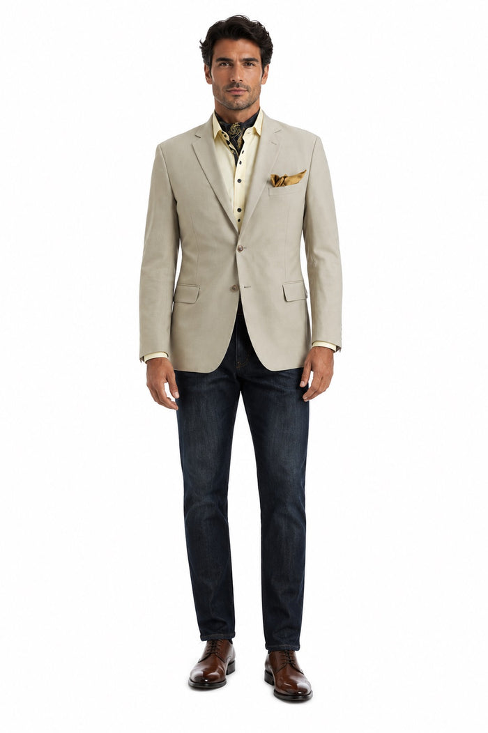 Men's Single-Breasted Blazer - Natural