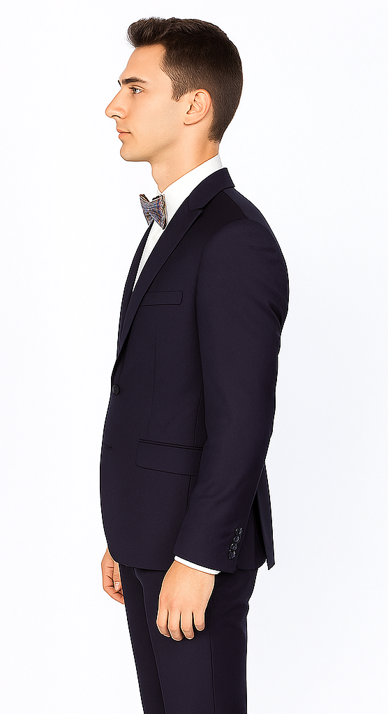 Men’s Slim Fit 100% Wool Suit by Rossiman Rossi | Peak Lapel Jacket & Plum Tapered Pants – Italian Tailored Luxury 3-Piece Suit