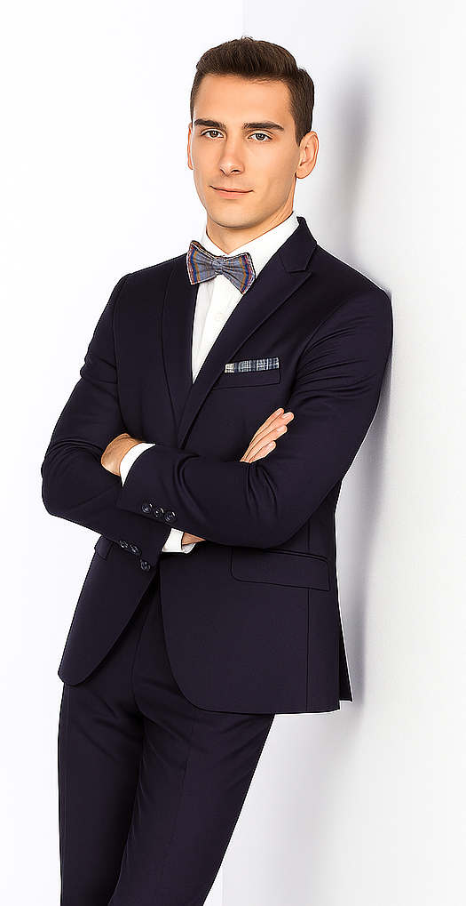 Men’s Slim Fit 100% Wool Suit by Rossiman Rossi | Peak Lapel Jacket & Plum Tapered Pants – Italian Tailored Luxury 3-Piece Suit