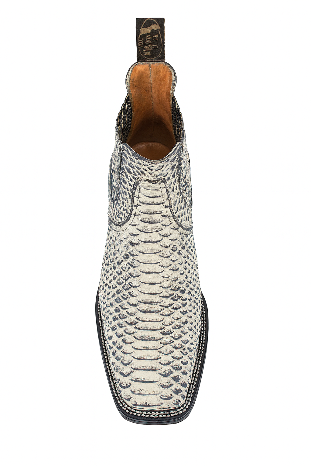 Men's Square Toe Ankle Boots Python Print Natural