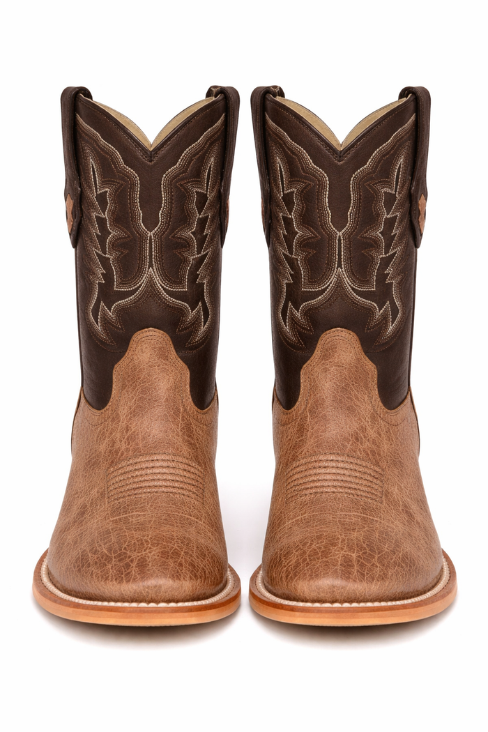 Mens Square Toe Smooth Ostrich Cowboy Boots