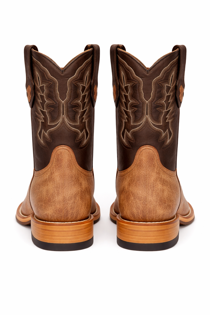 Mens Square Toe Smooth Ostrich Cowboy Boots