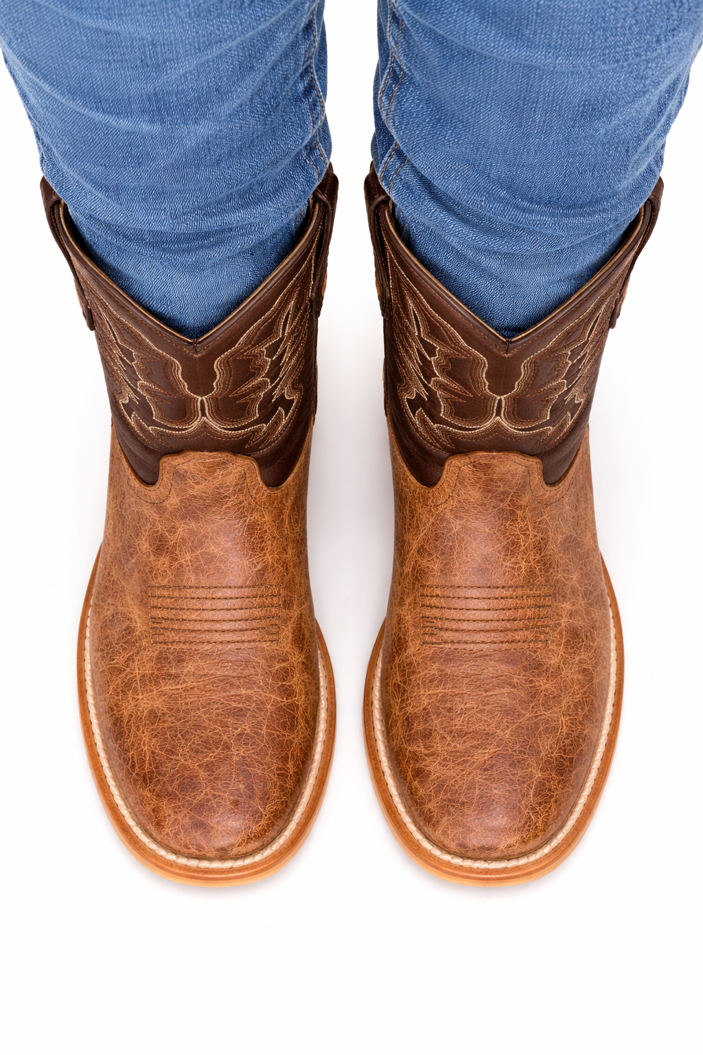 Mens Square Toe Smooth Ostrich Cowboy Boots