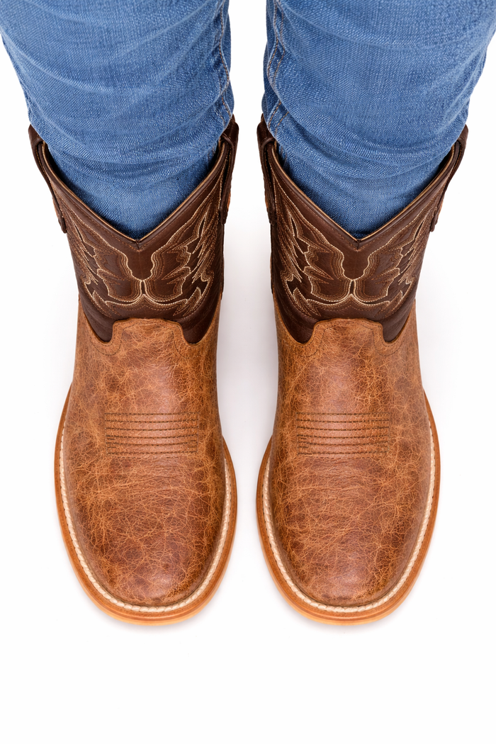Mens Square Toe Smooth Ostrich Cowboy Boots