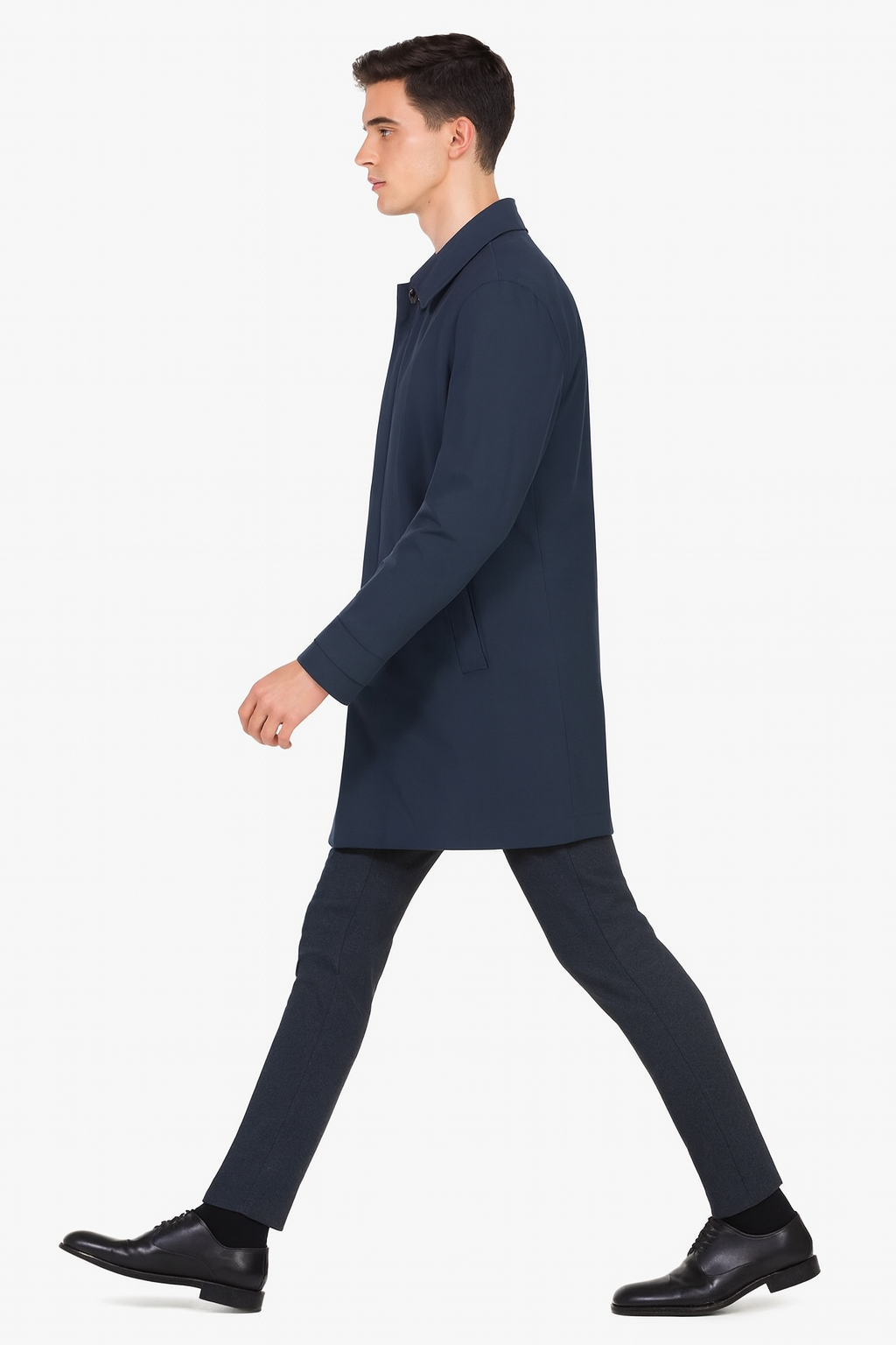 Nylon Raincoat with Removable Liner - Navy Blue