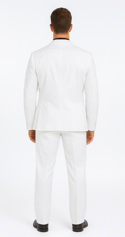 Men's Suit 2-Button White Suits For Men + Black Shirt