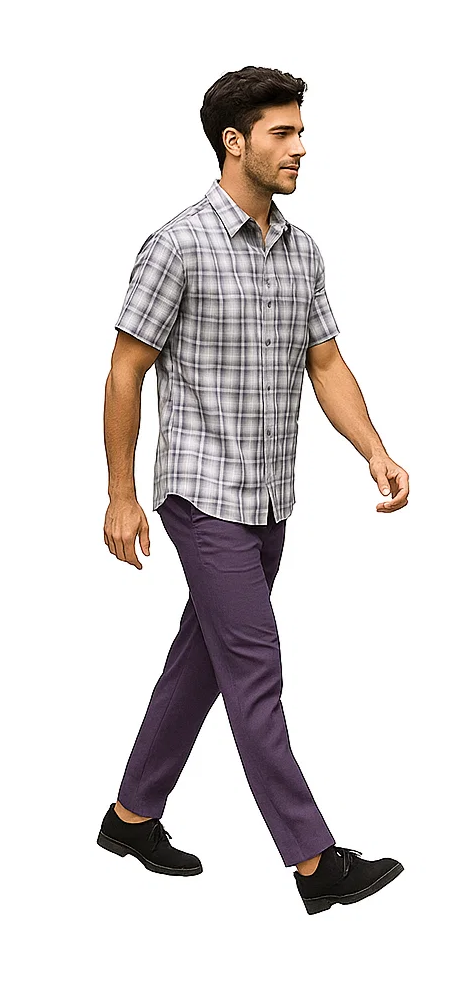 Mens Textured Plaid Walking Suit in lavender/off white by Dreams by Zacchi – 2 Piece Leisure Outfit with matching shirt and pant --$99
